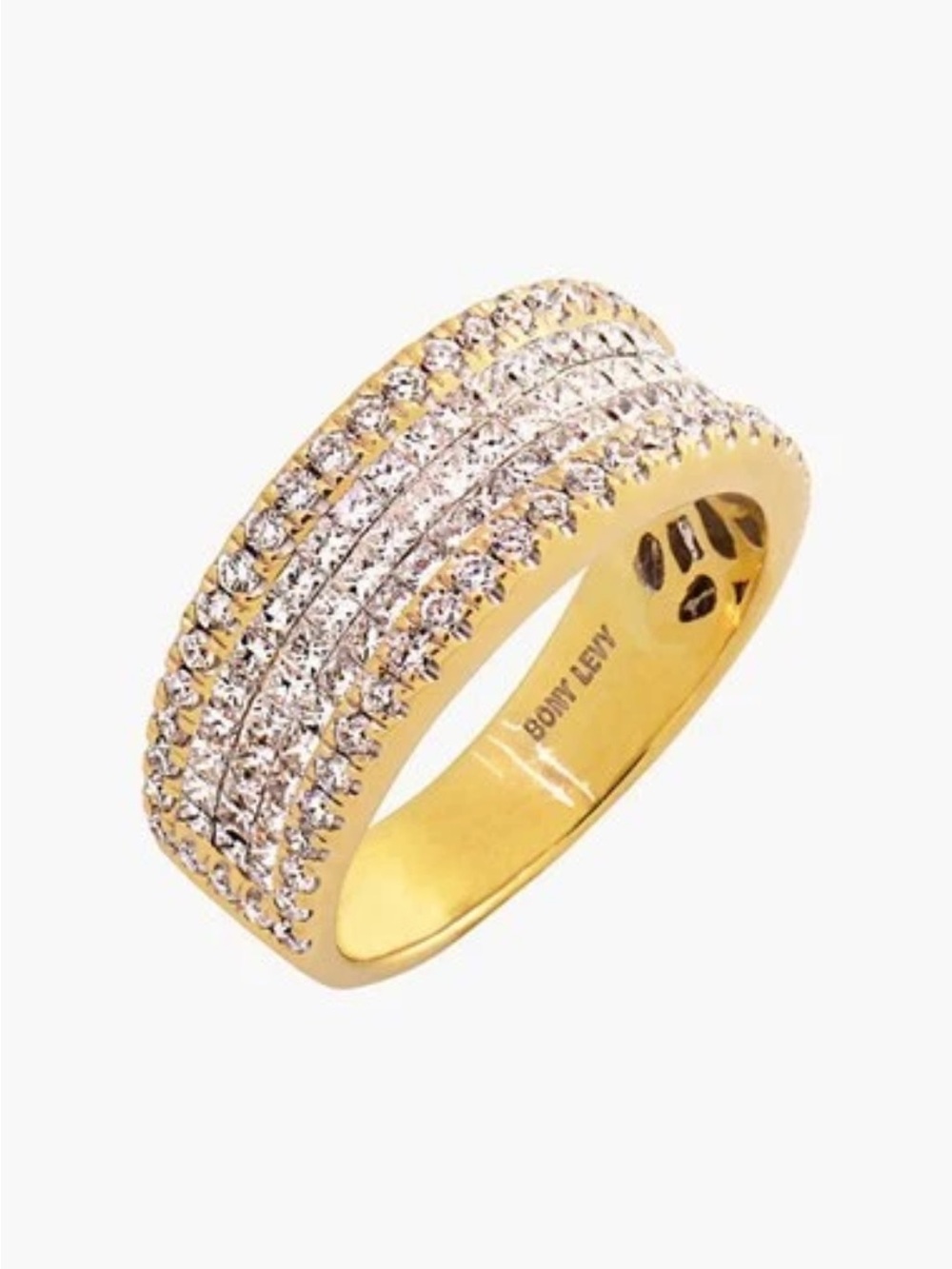 Bony Levy Gold Crystal Pavé Multi-Row Band Ring - Gold size 6.5